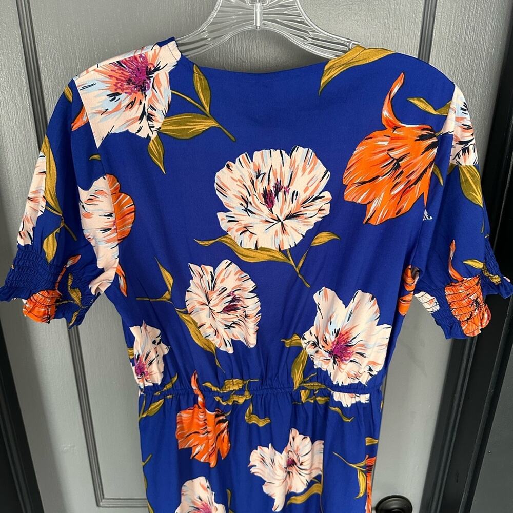 ASOS Womens Floral Midi Dress Size 6 Blue V Neck Long Sleeve Button Front - Picture 7 of 12